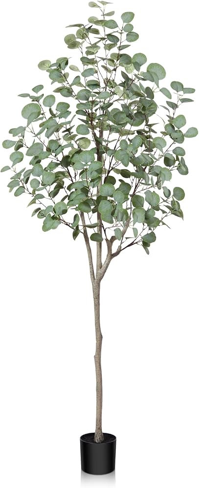 SOGUYI 6ft Artificial Eucalyptus Tree, Fake Eucalyptus Tree with Green Silver Dollar Leaves, Silk... | Amazon (US)
