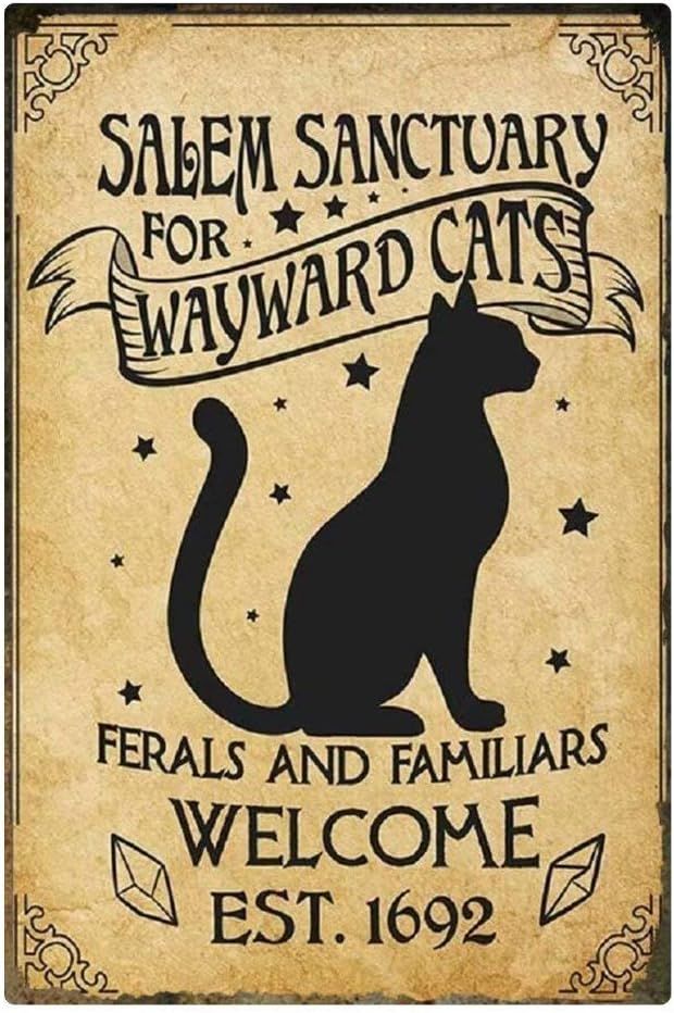 Yepzoer Metal Tin Sign, Salem Sanctuary for Wayward Cats Retro Style Ferals and Familiars Vintage... | Amazon (US)