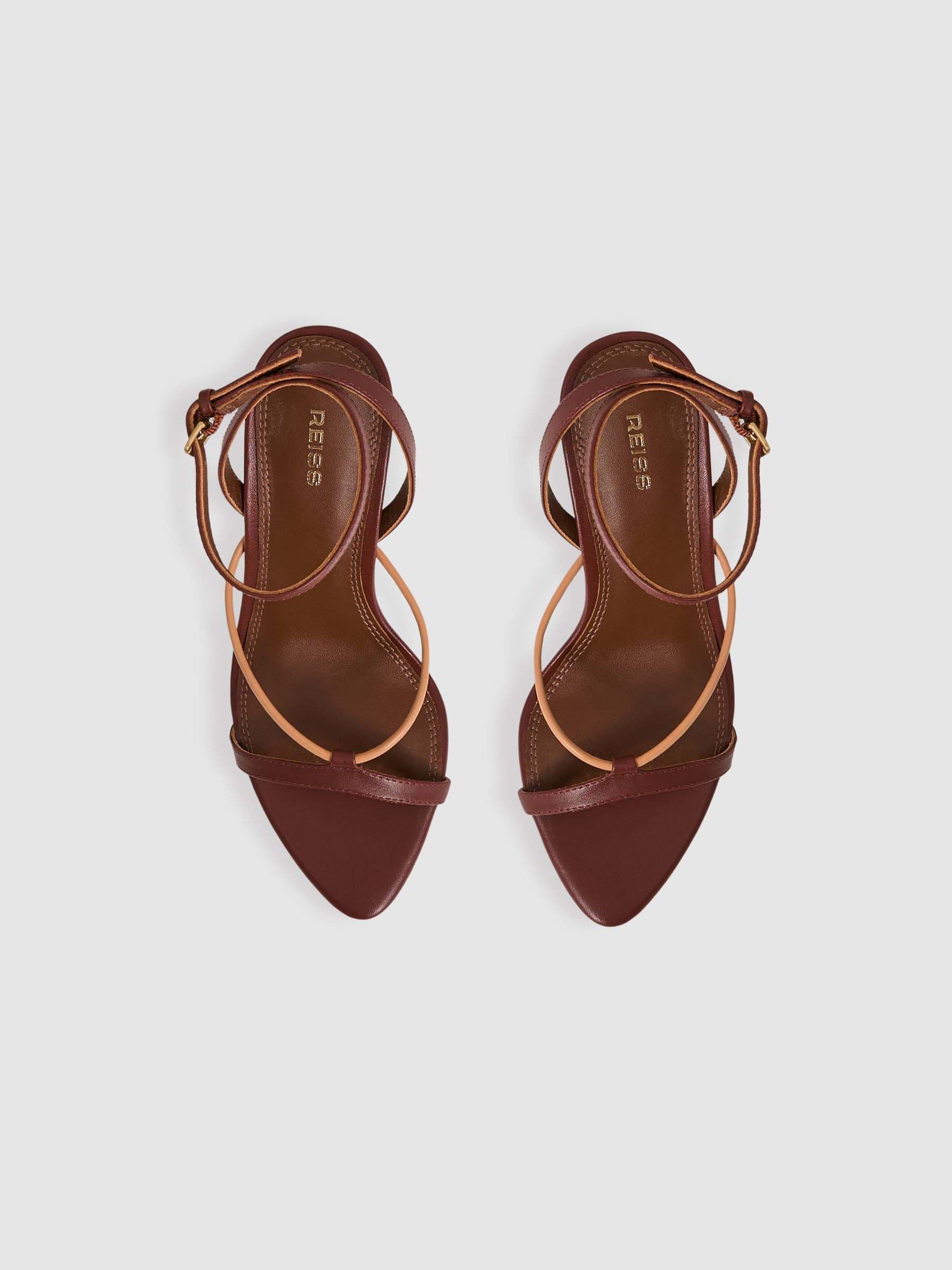 Reiss Leather Strappy Heeled Sandals in Tan - REISS | Reiss UK