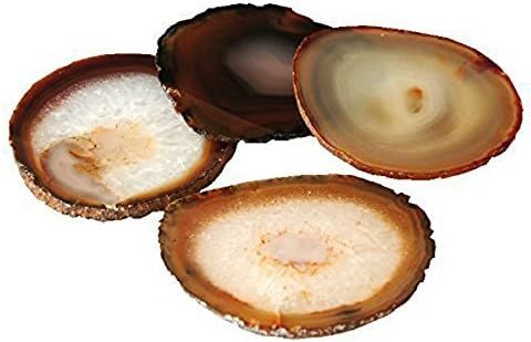 Natural Sliced Agate Coaster with Rubber Bumper Set of 4 (3-3.5", Natural) | Amazon (US)