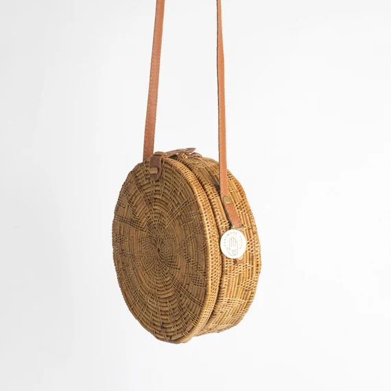 The Sol Round straw rattan bamboo bag | Etsy (US)