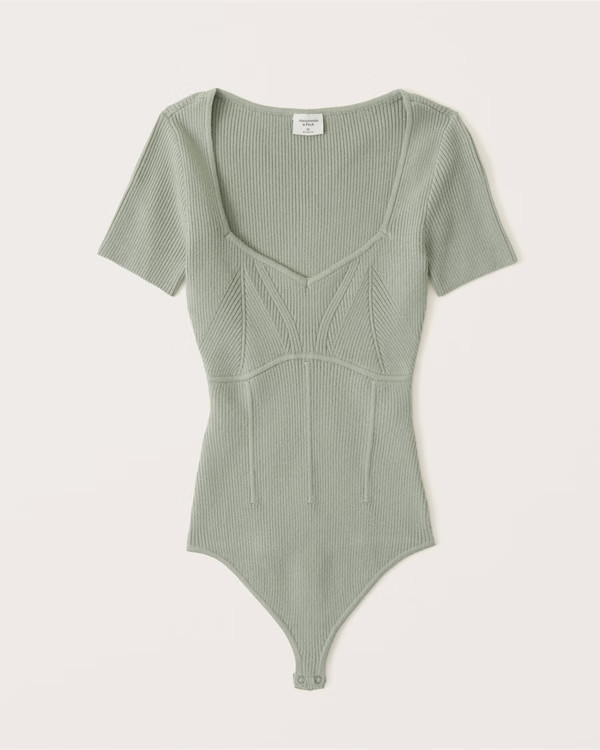 Women's Corset-Inspired Short-Sleeve Bodysuit | Women's Tops | Abercrombie.com | Abercrombie & Fitch (US)