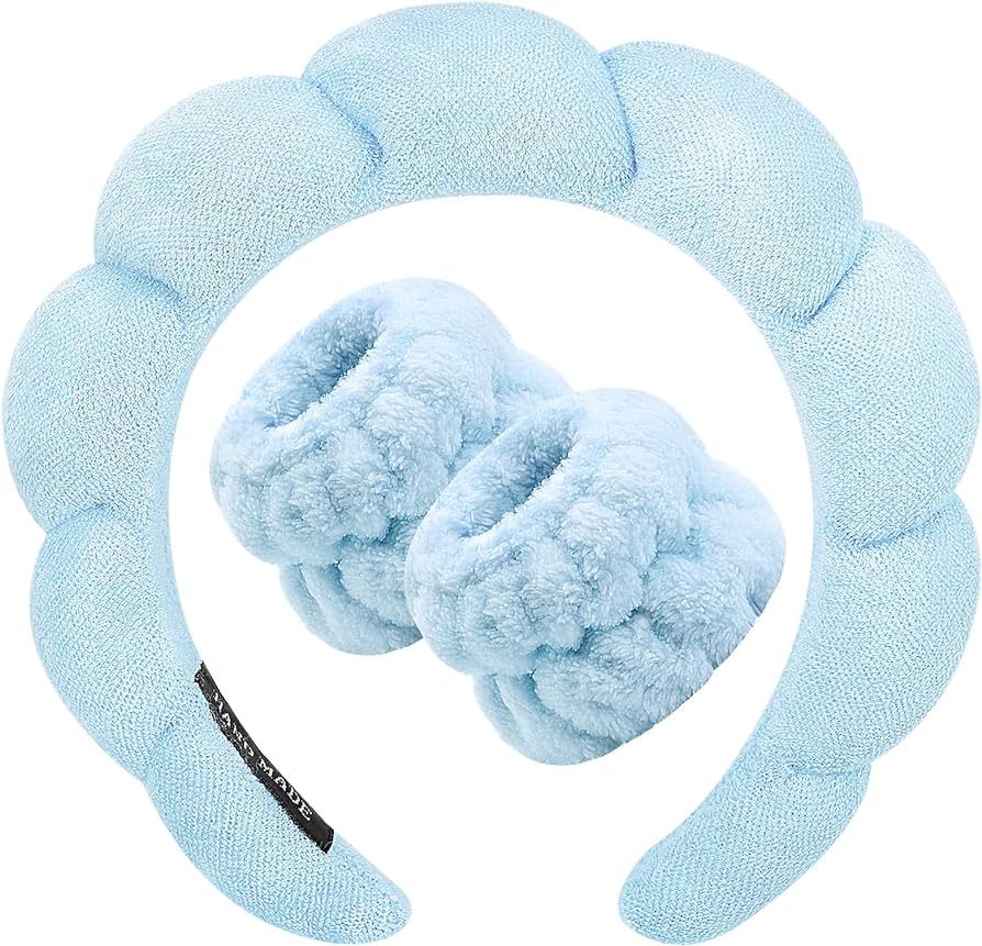 Zkptops Spa Headband for Washing Face Wristband Set Sponge Makeup Skincare Headband Terry Cloth B... | Amazon (US)