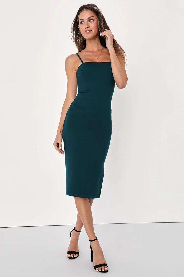 Paulina Forest Green Bodycon Midi Dress | Lulus (US)