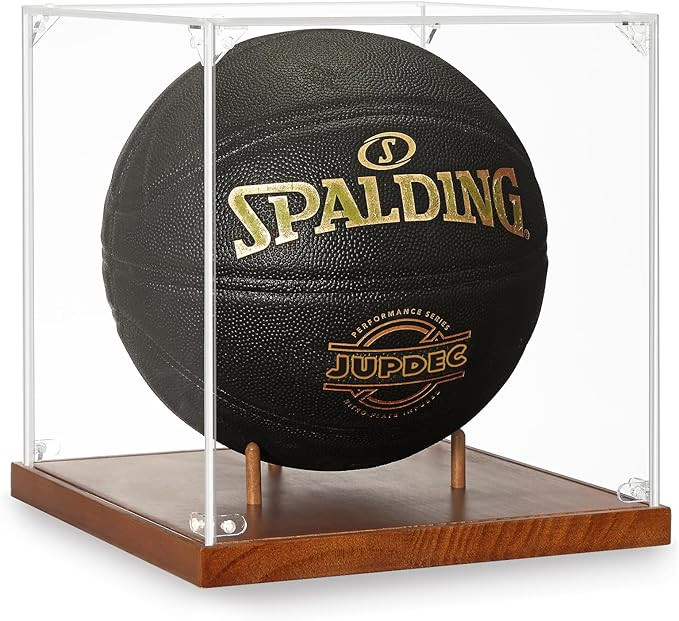 JupDec Basketball Display Case Acrylic Clear 10" Full Size with Solid Wood Base, UV Protected Soc... | Amazon (US)