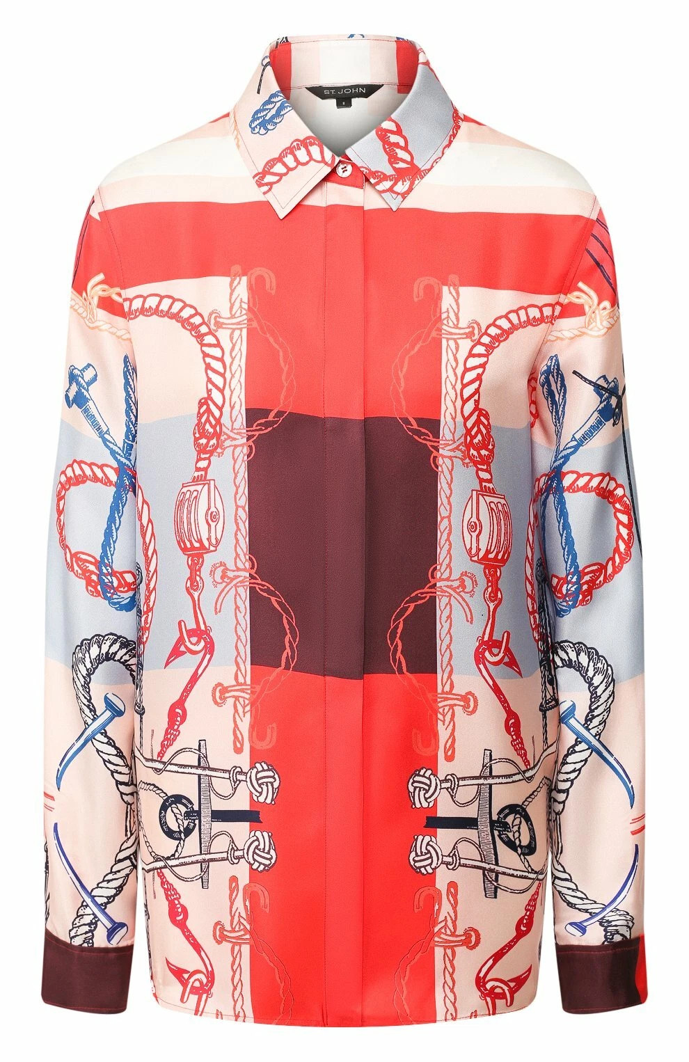 St. John Mariner Scarf-Print Silk Blouse SZ 10 RV$995 | eBay | eBay US