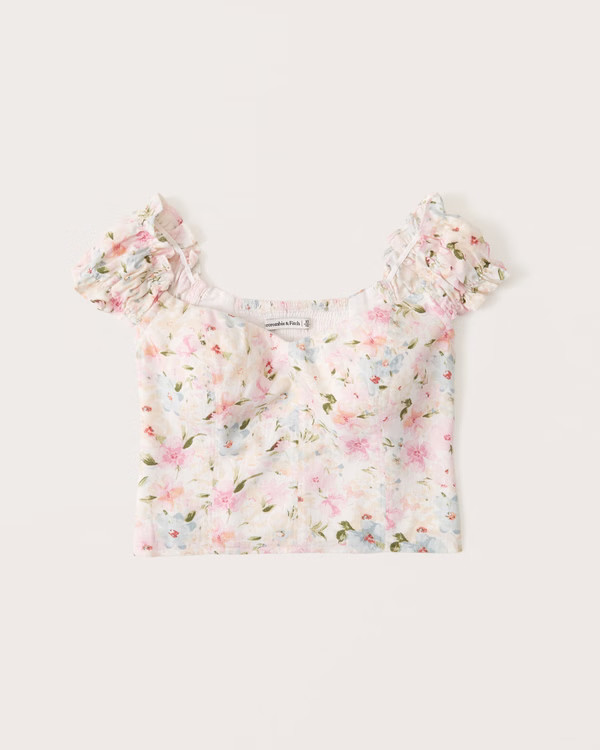 Off-The-Shoulder Ruffle Sleeve Top | Abercrombie & Fitch (US)