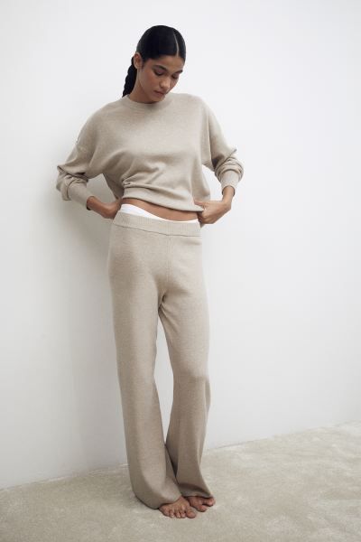 Flared trousers - Light beige marl - Ladies | H&M GB | H&M (UK, MY, IN, SG, PH, TW, HK)