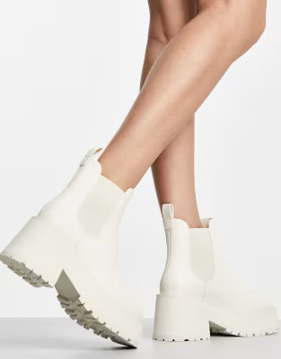 Rule London Exclusive Roe chunky heeled chelsea boots in ecru | ASOS | ASOS (Global)
