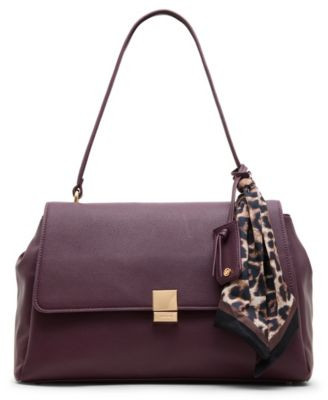 Anne Klein Flap with Scarf Medium Shoulder Handbag - Mocha | Macy's