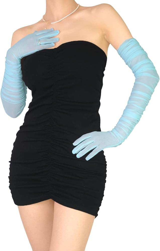 Women's Sexy Sheer Gloves Mesh Tulle Super Long Gloves Opera Christmas Costume Party Dance Gloves | Amazon (US)
