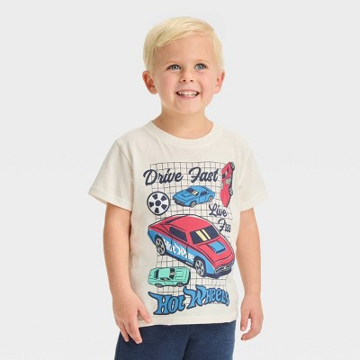 Toddler Boys' Hot Wheels Striped T-Shirt - Off-White 12M | Target