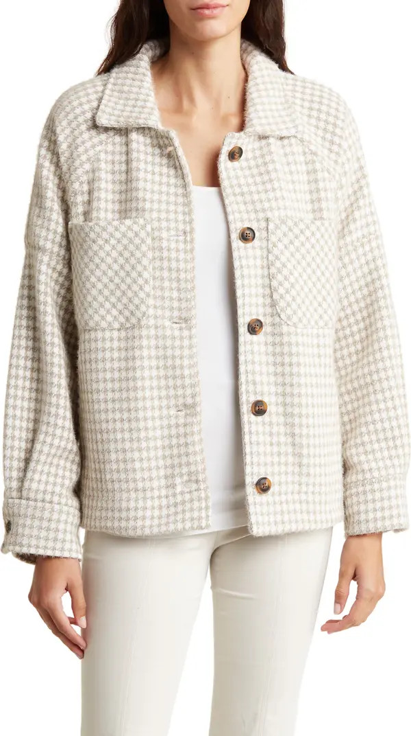 T Tahari Houndstooth Bouclé Shirt Jacket | Nordstromrack | Nordstrom Rack