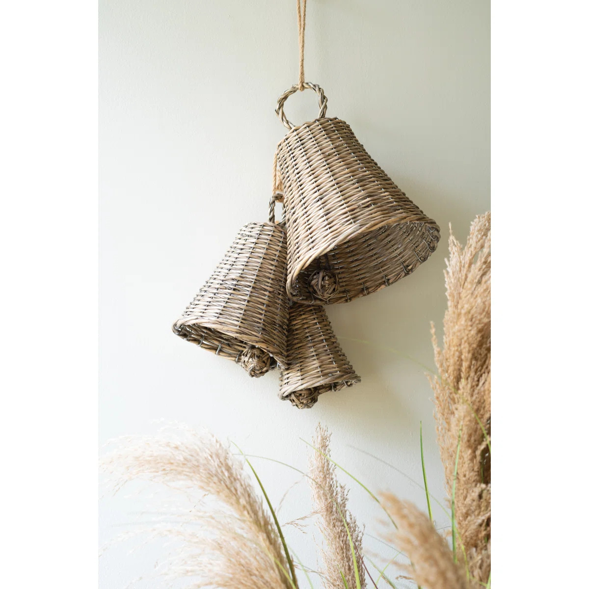 Kalalou Set of Three Woven Willow Christmas Bells | Wayfair North America