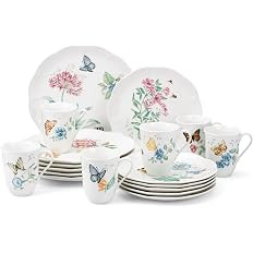 Lenox Dinnerware Set, Butterfly Meadow 18-Piece Set, Service For 6, White Porcelain, Butterfly An... | Amazon (US)