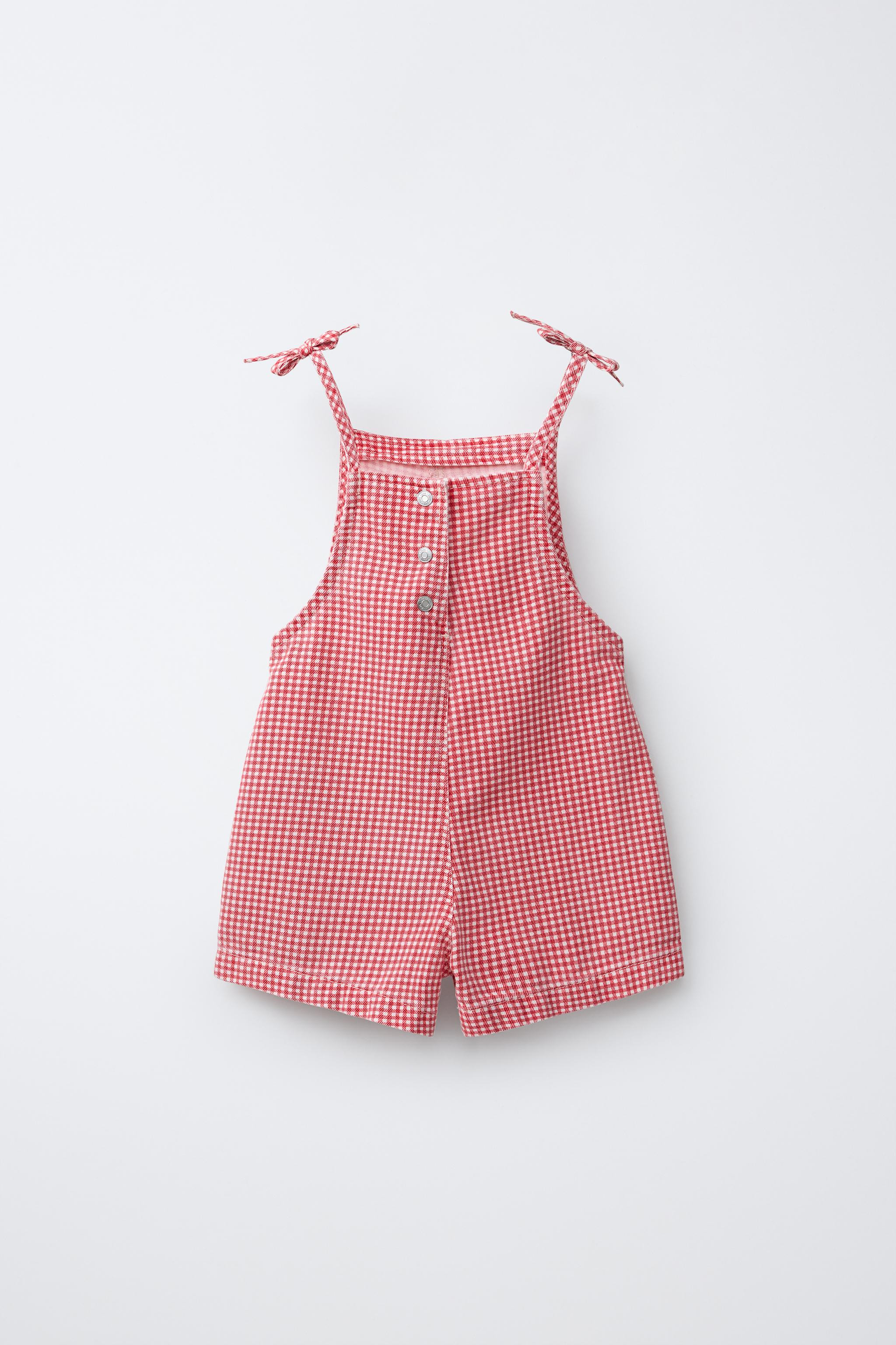 GINGHAM CHECK TWILL PLAYSUIT | Zara UK