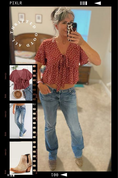 Thrifted this cute Shein cropped swing flutter sleeve top yesterday, but found the exact top online if you like it! Come to think of it, everything here is secondhand, but the individual parts are still out there and available! 

#LTKover40 #LTKmidsize #LTKstyletip