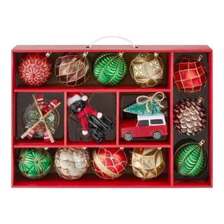 14-Piece Cabin Flurry Shatter-Resistant Ornaments | The Home Depot
