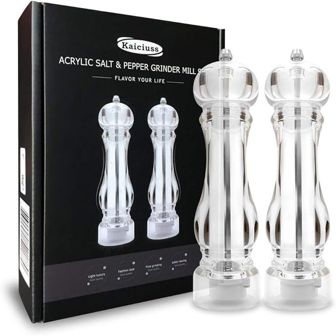 Kaiciuss salt and pepper grinder mill set refillable large,the best transparent acrylic grinders ... | Amazon (US)