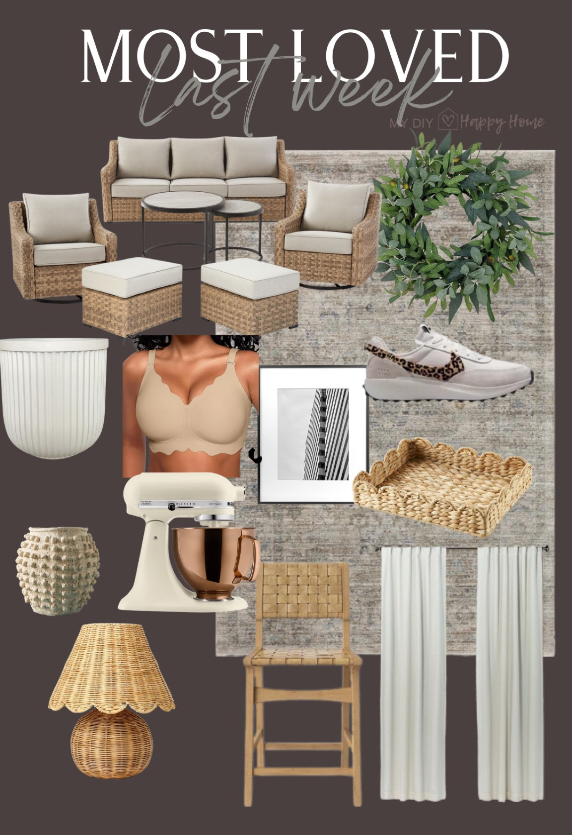 This last weeks most loved and best sellers

No underwire scallop bras
My outdoor furniture 
My outdoor ottomans
Olive wreath
Fluted planter 
Minka pot
Mixer with copper bowl
Picture frame 
Scallop tray 
Nike sneakers 
Woven scallop lamp 
Blackout linen curtains 

#LTKStyleTip #LTKMidsize #LTKHome