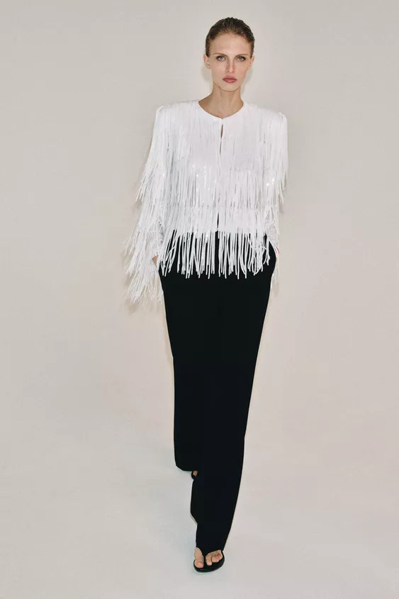 ZW COLLECTION SEQUIN FRINGE JACKET | Zara US