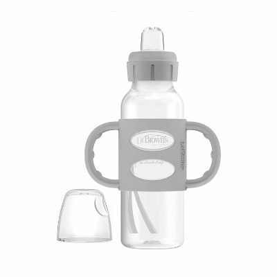 Dr. Brown's 8oz Milestones Narrow Sippy Bottle with Silicone Handles & Soft Spout - 6m+ - Gray | Target