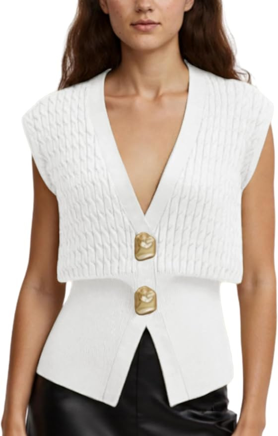 AMEBELLE Vest Tops for Women Cable Knit Sweater Sleeveless V Neck Cardigans Lightweight Knit Pull... | Amazon (US)