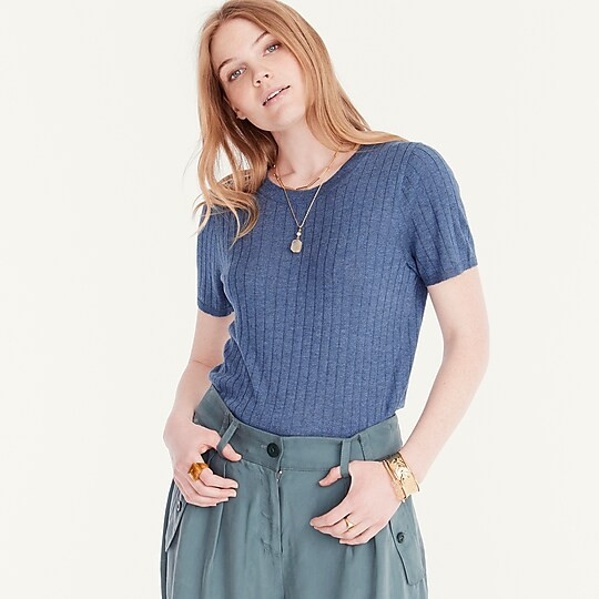 Silk-cashmere cropped T-shirt | J. Crew US