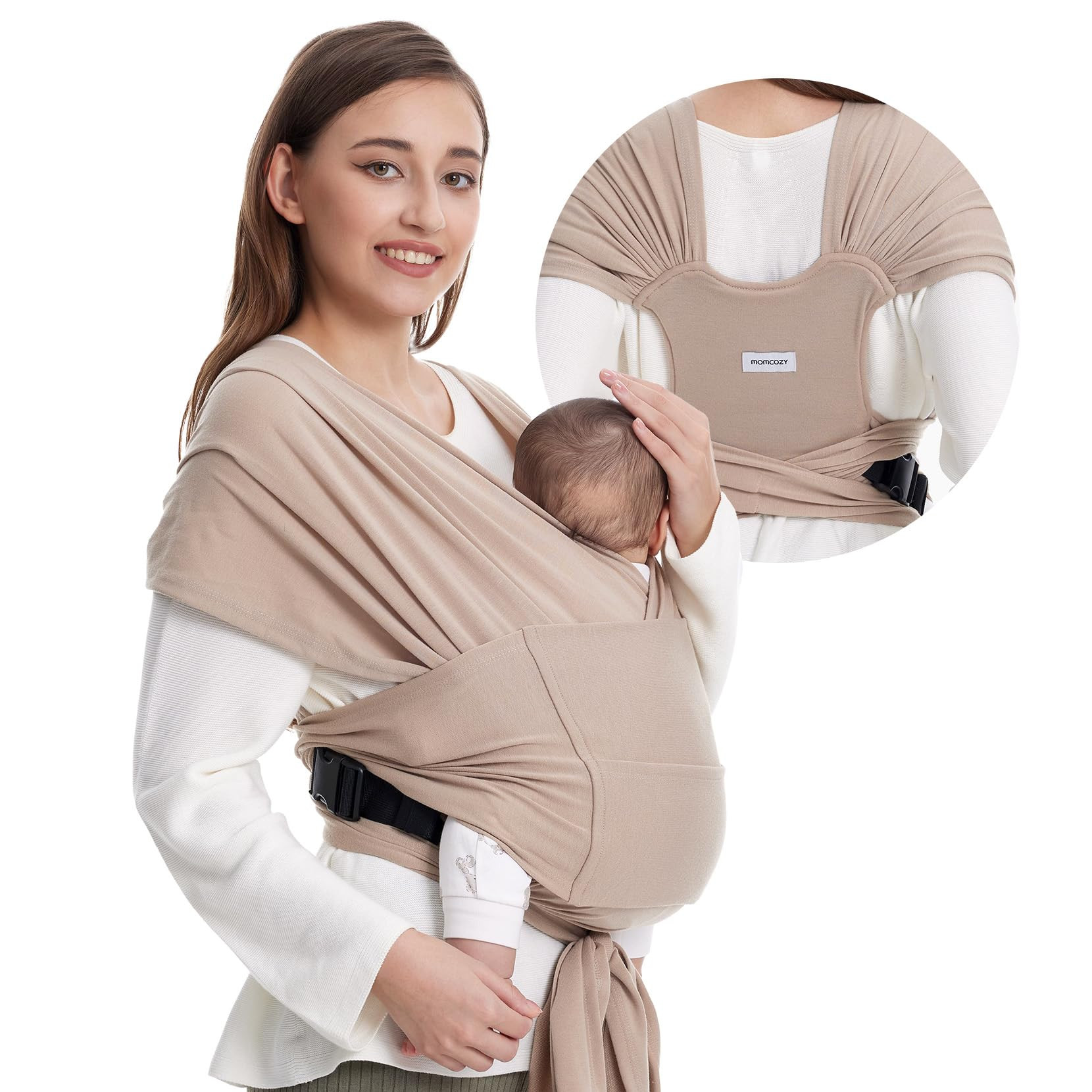 Momcozy Baby Wrap Carrier Skin-Friendly Fabric, Easy to Wear Baby Sling T-Shirt Design, Hands Fre... | Amazon (US)