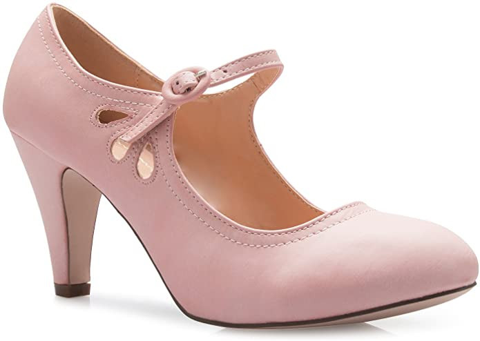 Olivia K Women's Kitten Heels Mary Jane Pumps - Adorable Vintage Shoes- Unique Round Toe Design w... | Amazon (US)