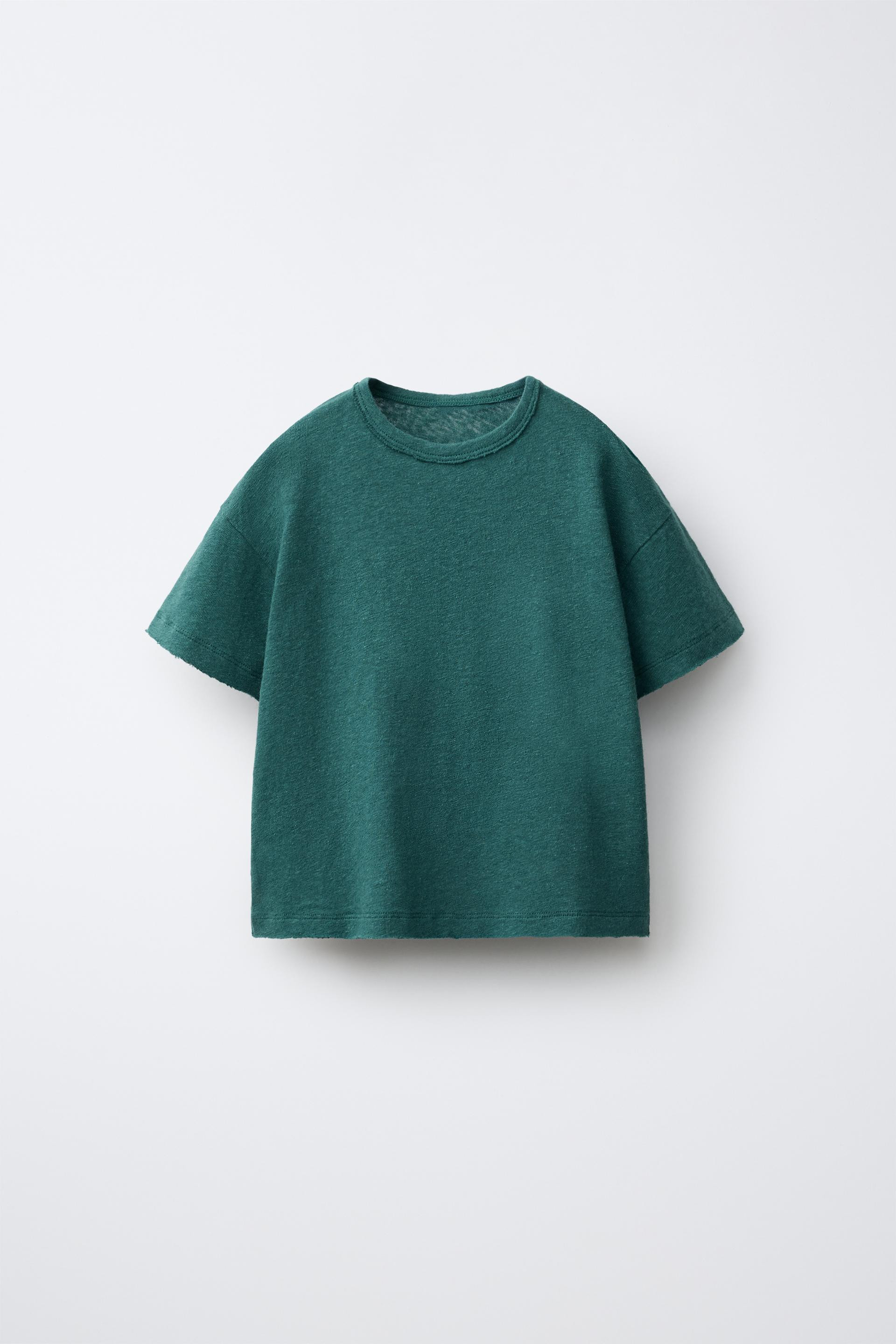 Zara - Cotton And Linen T-Shirt - Duck Blue - 1½ Years (86 Cm) - Kids | Zara UK