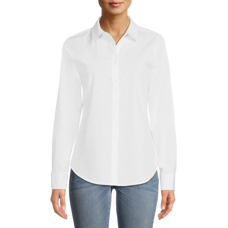 Time and Tru Women's Button Front Shirt | Walmart (US)