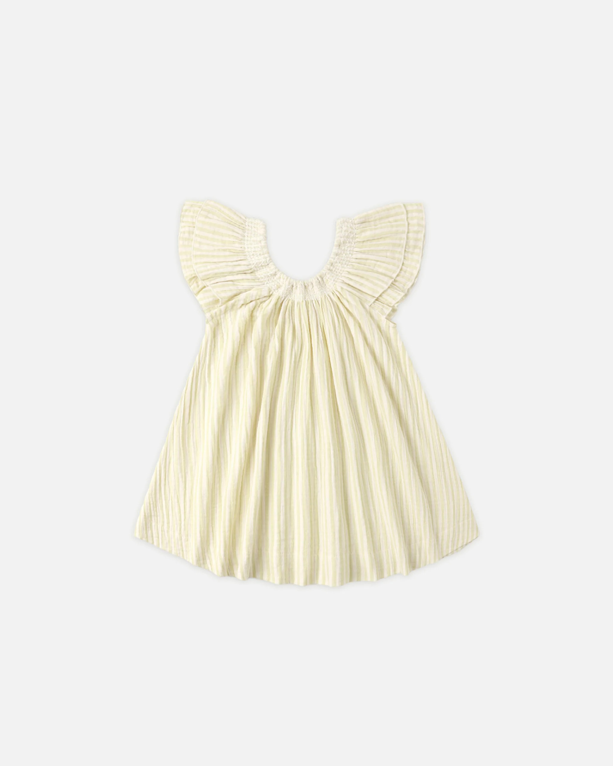 Lucia Dress Citron Stripe | Rylee + Cru