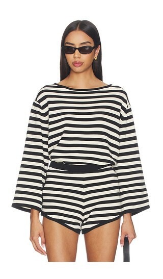 Posse Darcy Long Sleeve Top in Black & White. - size S | Revolve Clothing (Global)