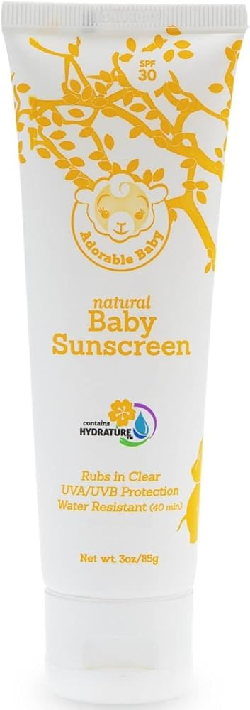 Adorable Baby Natural Sunscreen, EWG Rated for Safety, SPF-30 UVA & UVB Protection, Non-Nano Zinc... | Amazon (US)