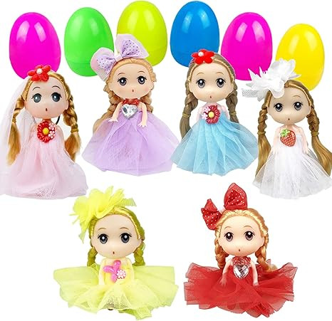 JIABNUKKN Easter Basket Stuffers Easter Eggs Filled 6 Pack Large Eggs with Cute Dolls Inside, Eas... | Amazon (US)