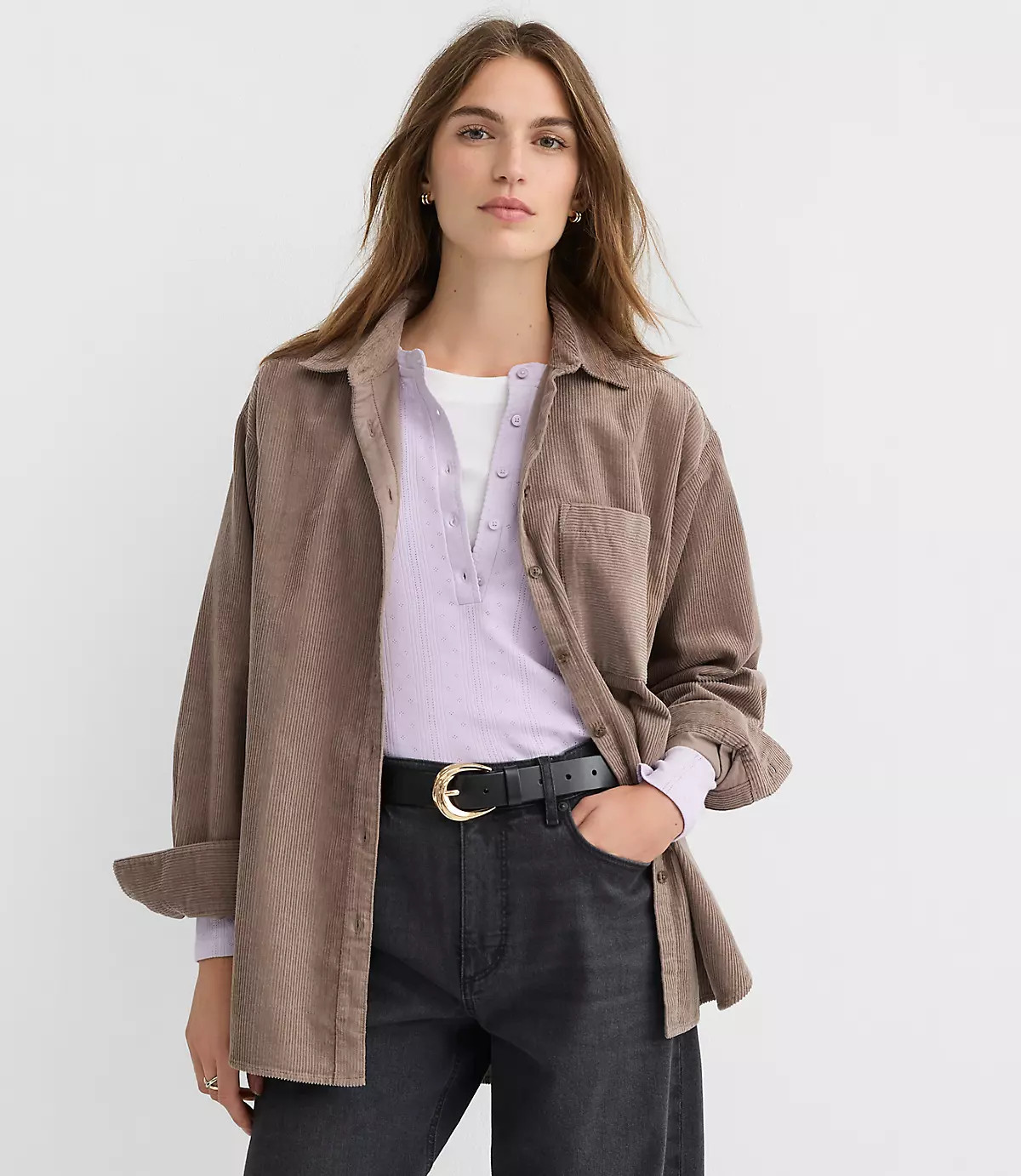 Corduroy Everyday Oversized Pocket Shirt | LOFT