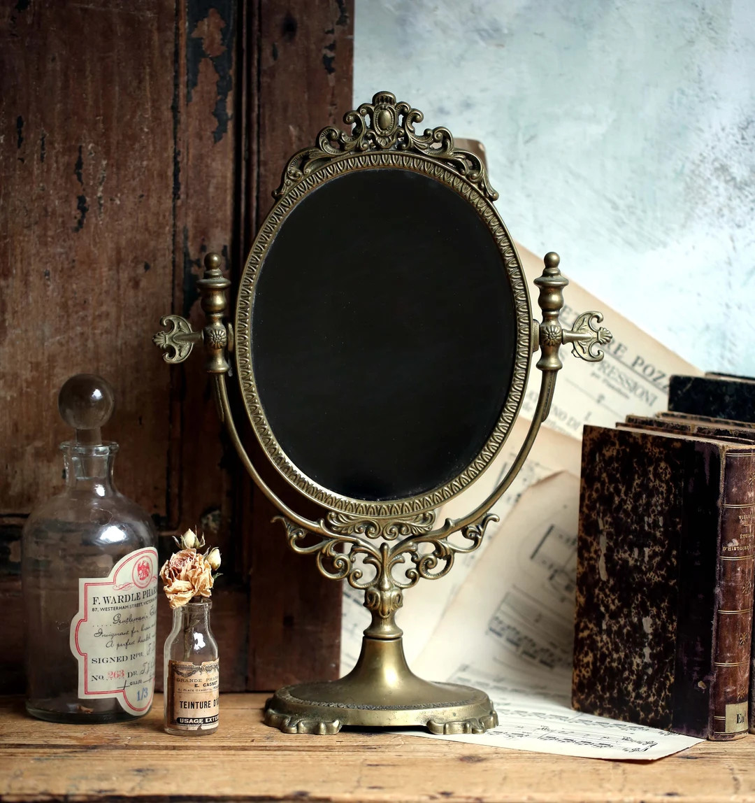 Ornate Antique French Baroque Mirror and Bronze Stand Dressing Table Swivel Mirror - Etsy | Etsy (US)
