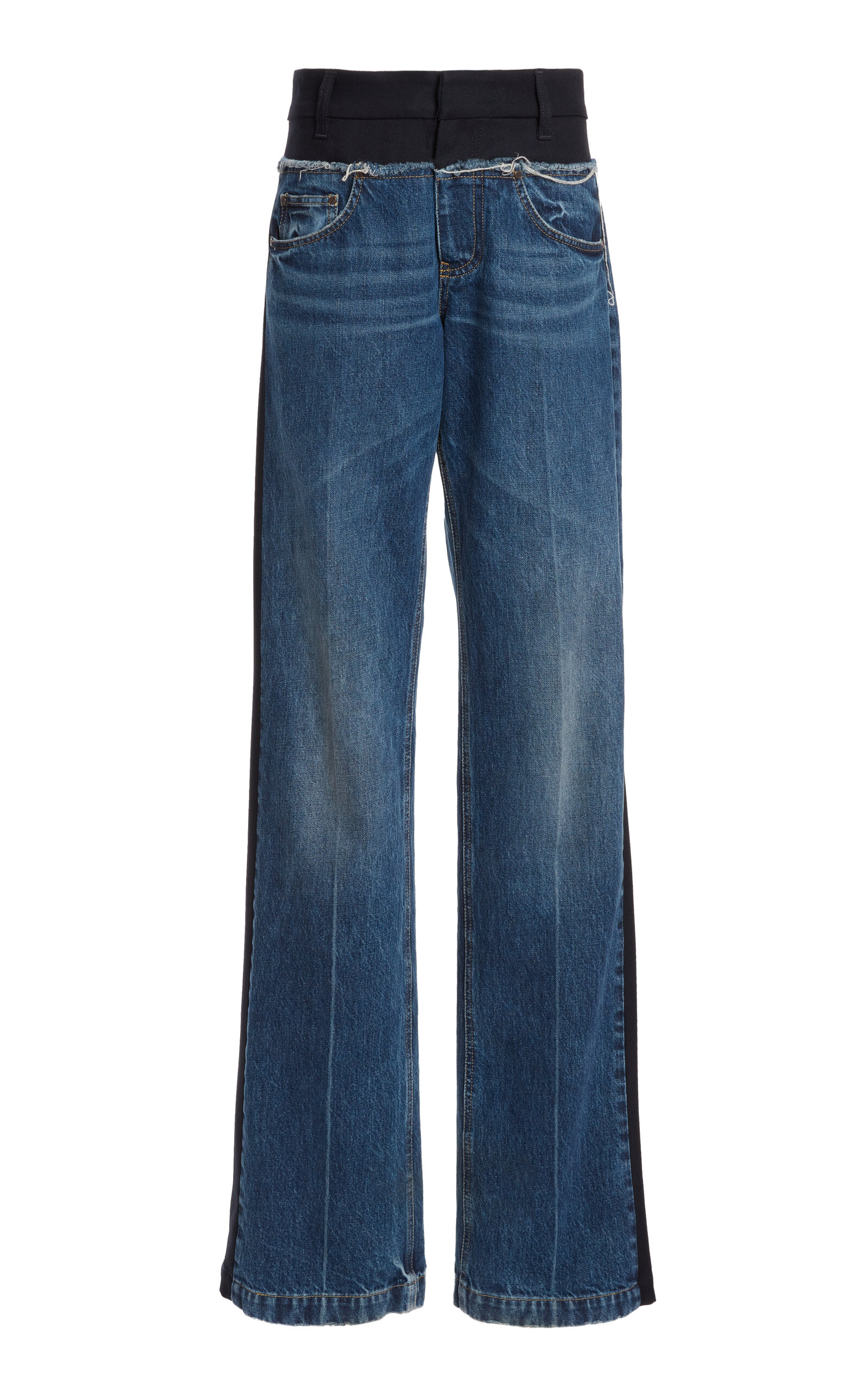 Paneled Blue Denim And Twill Jeans | Moda Operandi (Global)
