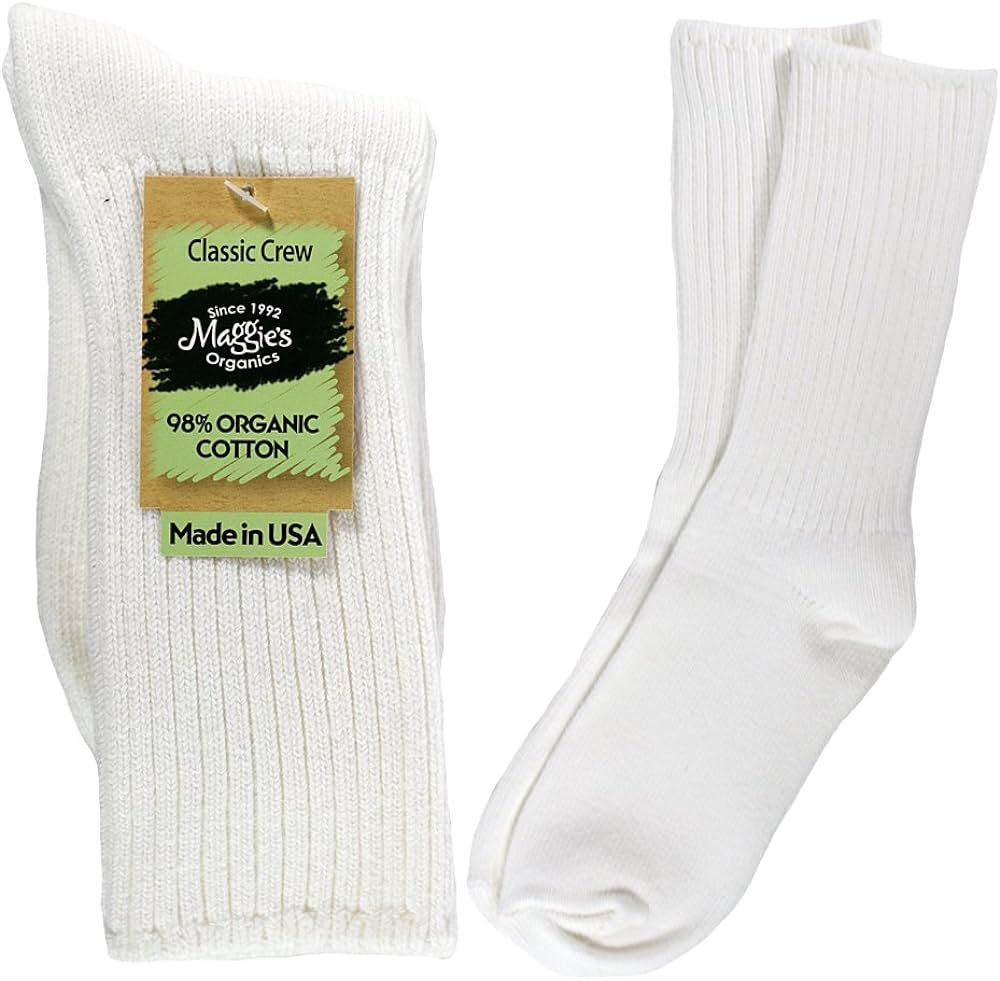 Maggie's Organics - Organic Cotton Crew Socks - 1 Pair Unisex (White-Medium) | Amazon (US)