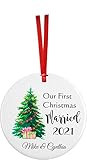 First Christmas as Mr and Mrs Just Married Ornament Personalized Wedding Gift 2021 (Personalized) | Amazon (US)