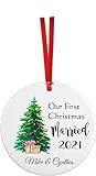 First Christmas as Mr and Mrs Just Married Ornament Personalized Wedding Gift 2021 (Personalized) | Amazon (US)