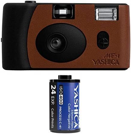 YASHICA MF-1 Snapshot Art 35mm Film Camera Set (Black/Brown Leather) | Amazon (US)