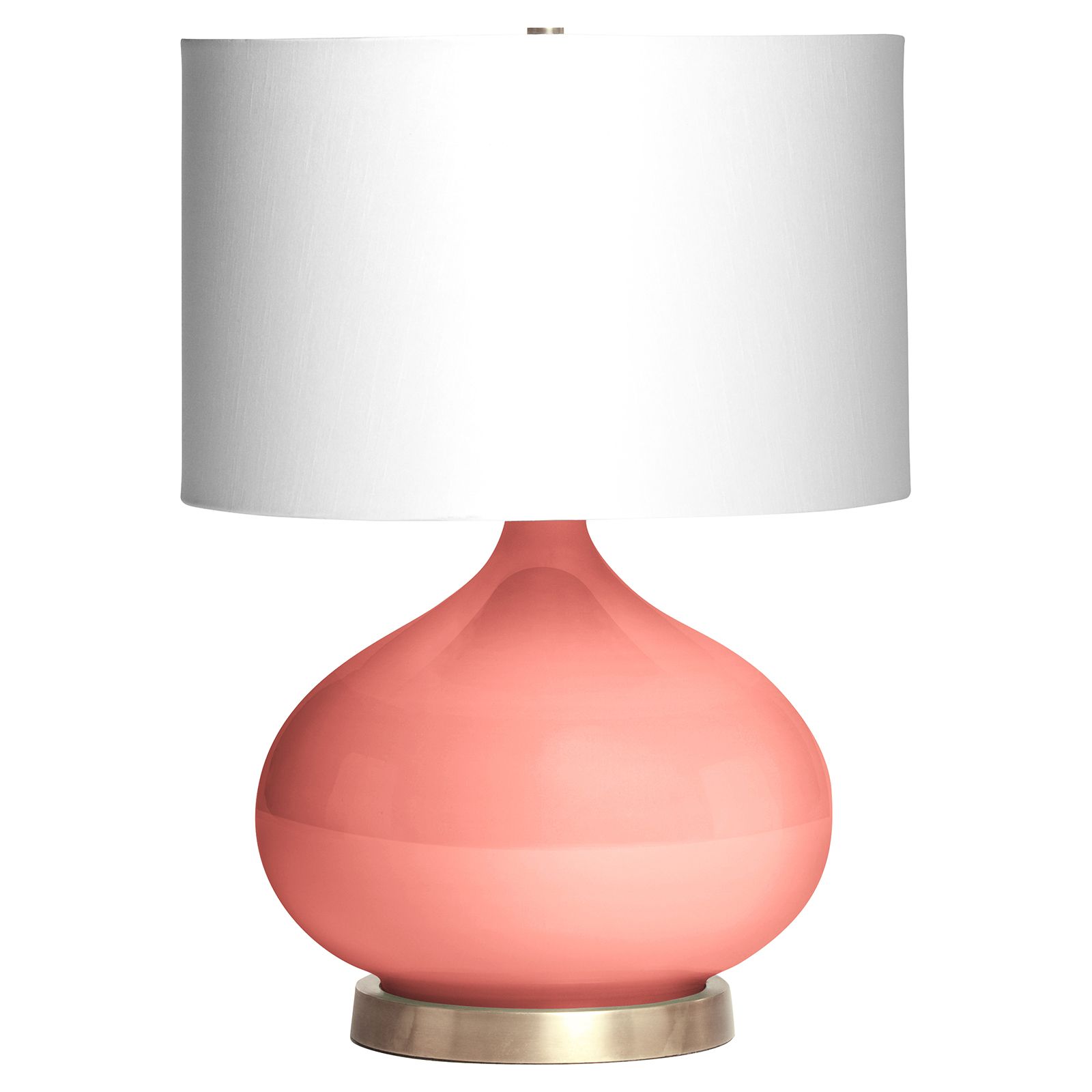 Candace Contemporary Coral Pink Glass Table Lamp | Kathy Kuo Home