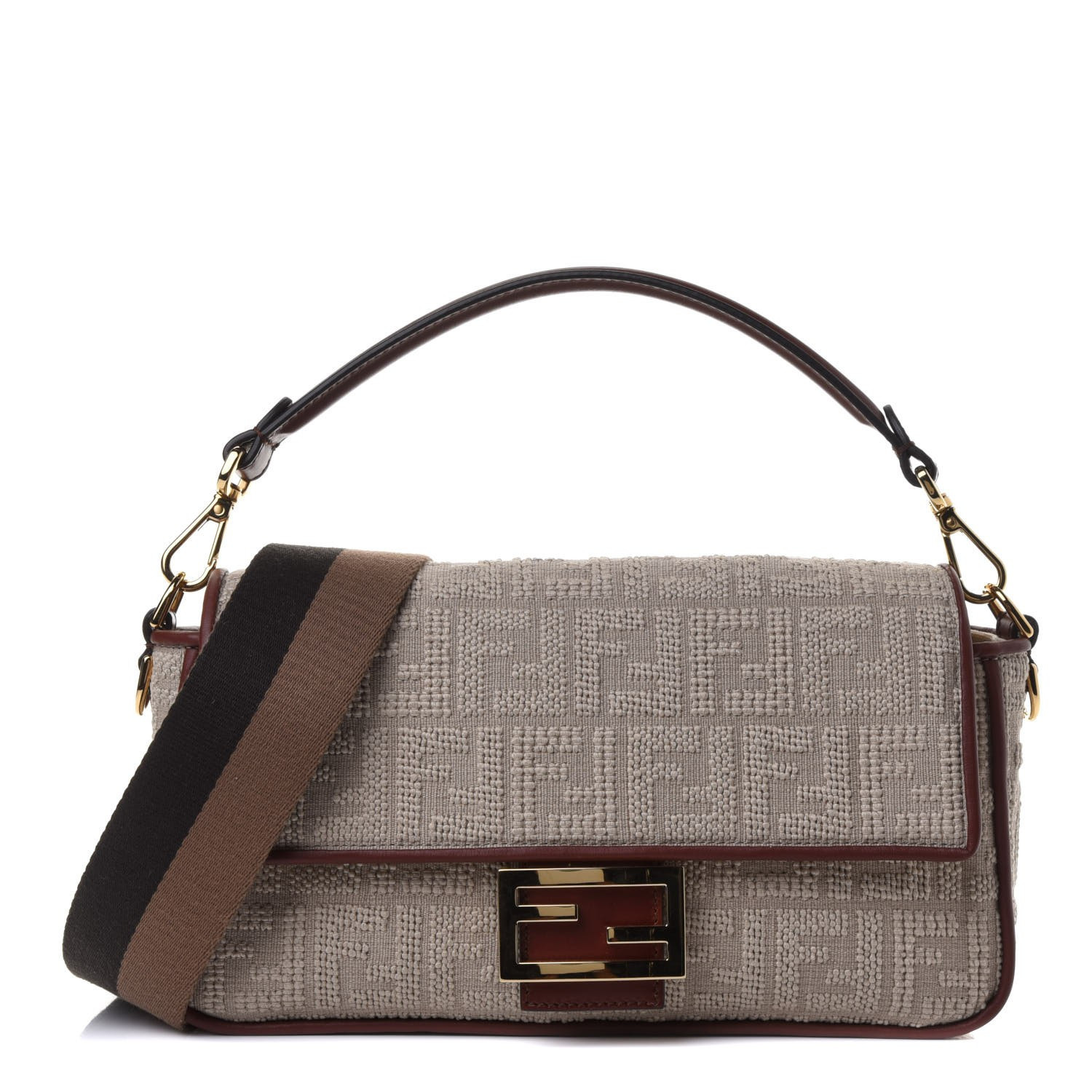 FENDI

Jacquard Vitello FF 1974 Embroidered Baguette Corda Praline | Fashionphile