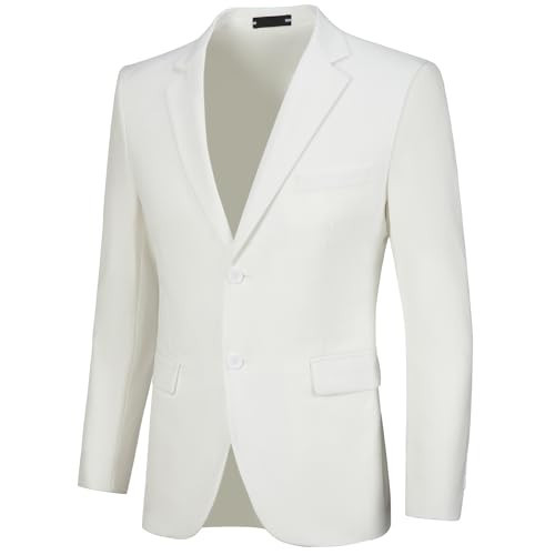Suit Jacket for Men White Blazer Classic Slim Fit Sport Coats for Mens Wedding Prom Blazers Business Dinner Tux Jackets Size S | Amazon (US)