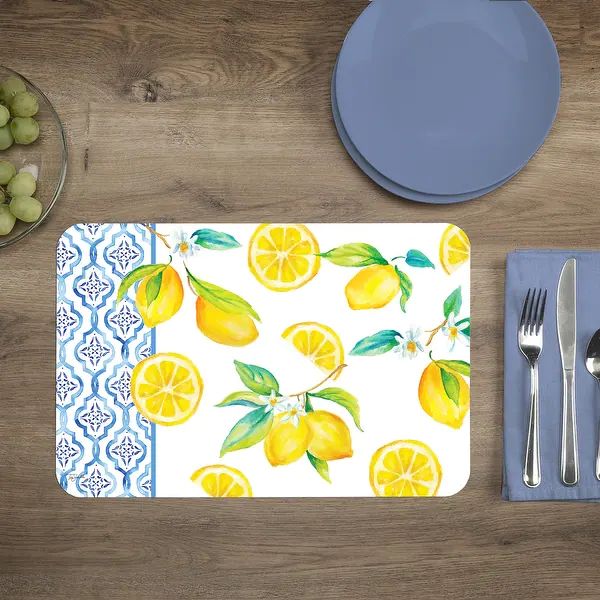 Reversible Wipe-clean Counterart Placemats Set of 4 - Lovely Lemons | Bed Bath & Beyond