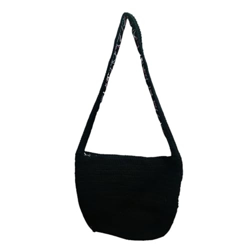 Crossbody Crochet Bag Purse, large crossbody crochet bag with metal snaps, crochet summer bag (Bl... | Amazon (US)