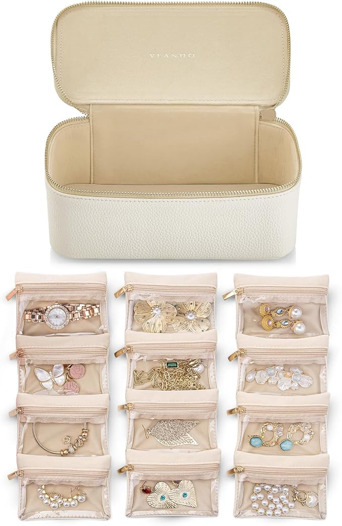 Vlando Jewelry Box with 12 Velvet Jewelry Pouch Jewelry Travel Organizer for Women Girl Jewelry C... | Amazon (US)