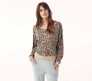 Splendid Thermal Cropped Leopard Sweatshirt | QVC